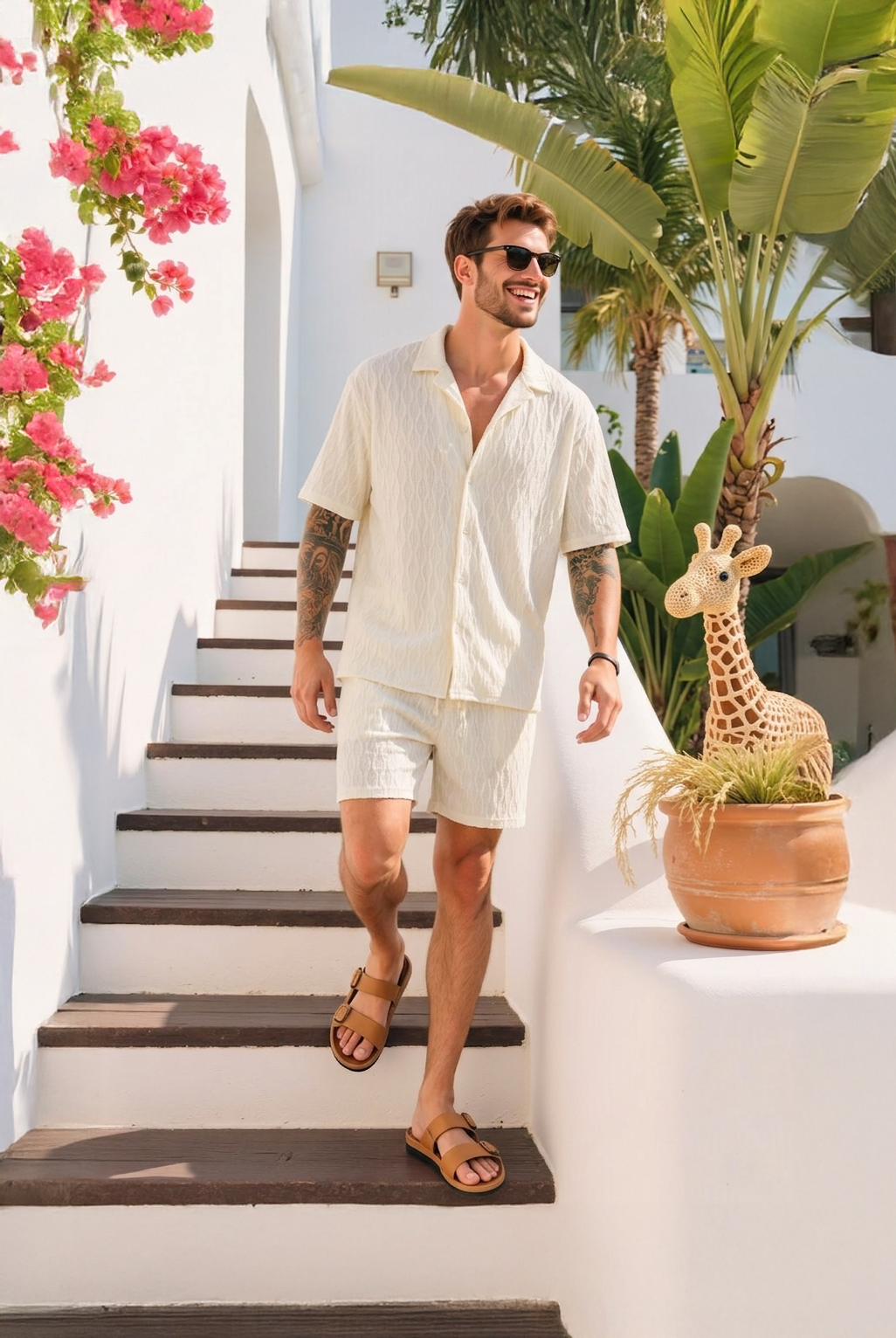 Completo uomo estivo camicia e shorts cotone