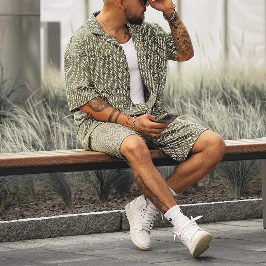 Classico Completo Estivo Uomo Verde Shorts