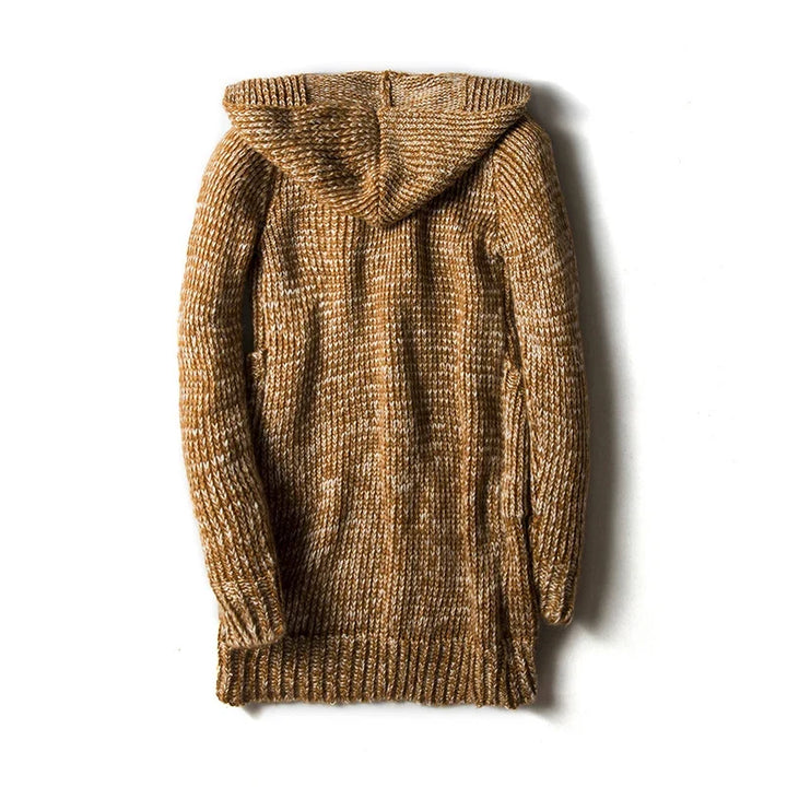 Cardigan Uomo in Lana con Cappuccio e Tasche Laterali