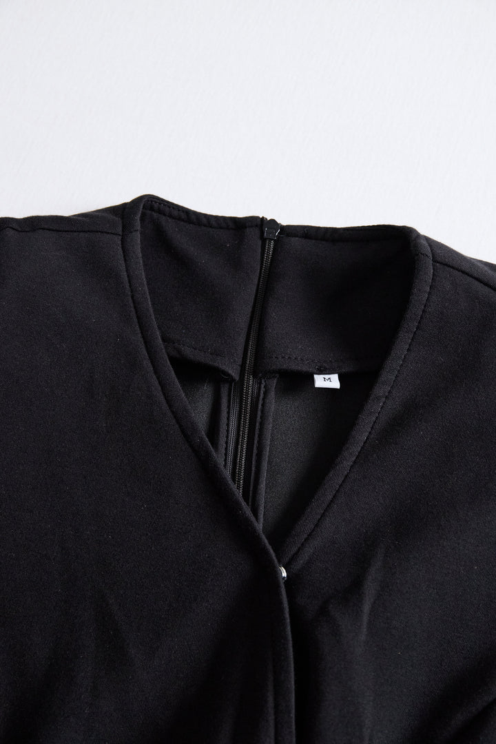 Gabriella - Abito midi da donna con spacco e bottoni bordeaux