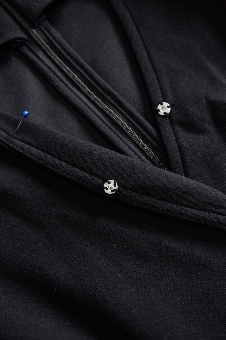 Gabriella - Abito midi da donna con spacco e bottoni bordeaux