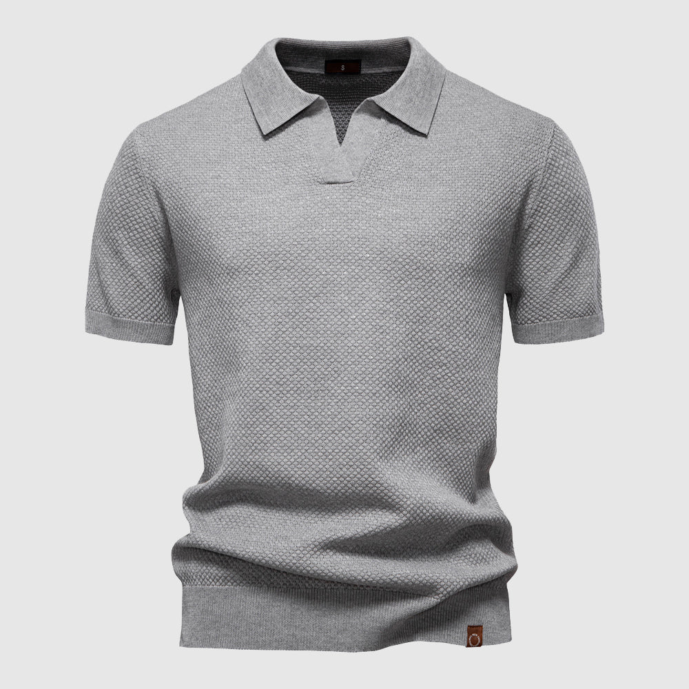 Raffinato Polo Uomo Colletto Aperto Maglia Strutturata