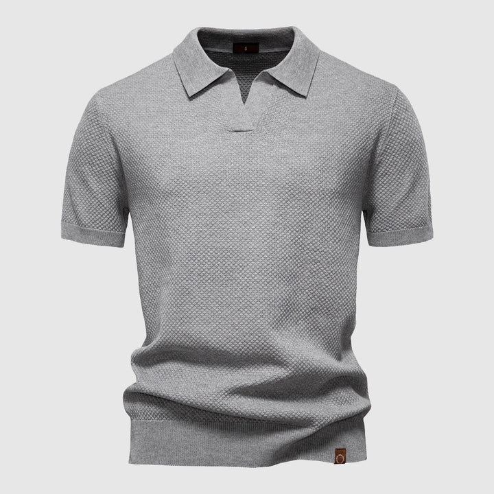 Raffinato Polo Uomo Colletto Aperto Maglia Strutturata