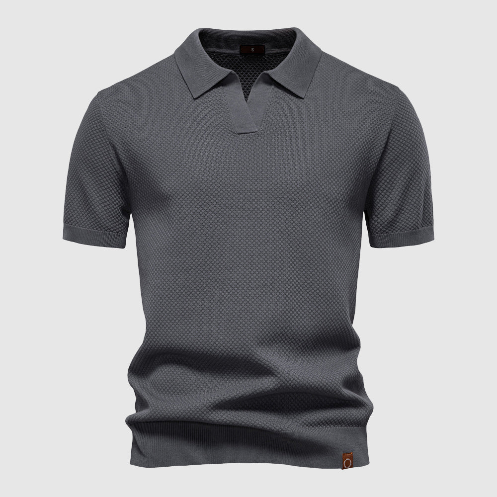 Raffinato Polo Uomo Colletto Aperto Maglia Strutturata