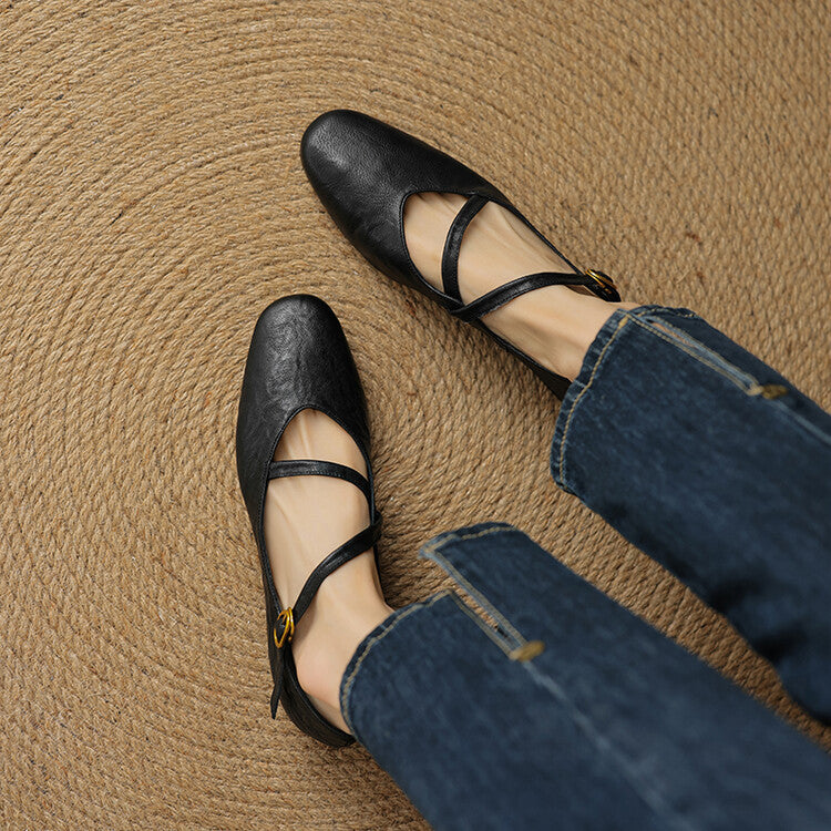 Scarpe Donna Mary Jane Pelle Cinturino Fibbia