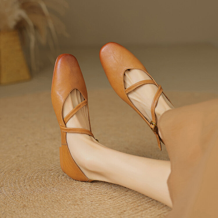 Scarpe Donna Mary Jane Pelle Cinturino Fibbia