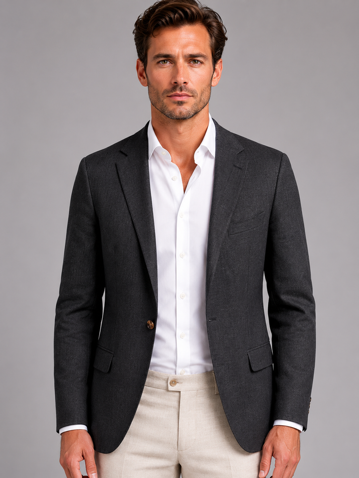 Blazer Uomo in Lino Monopetto con Revers Classico