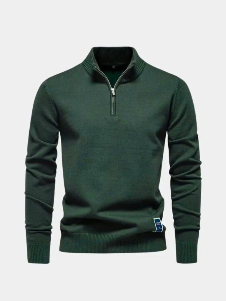 Maglione essenziale con zip a un quarto
