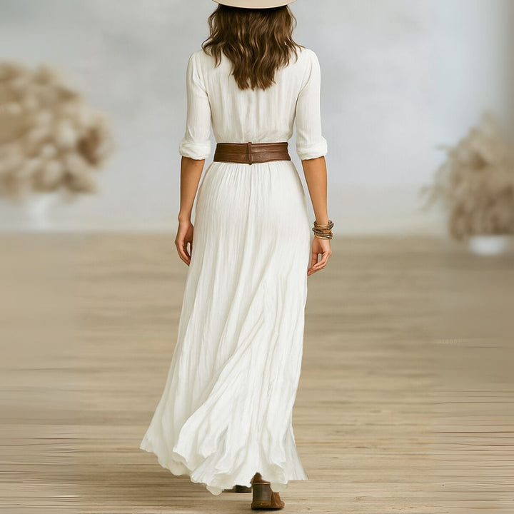 Abito maxi donna elegante con bottoni