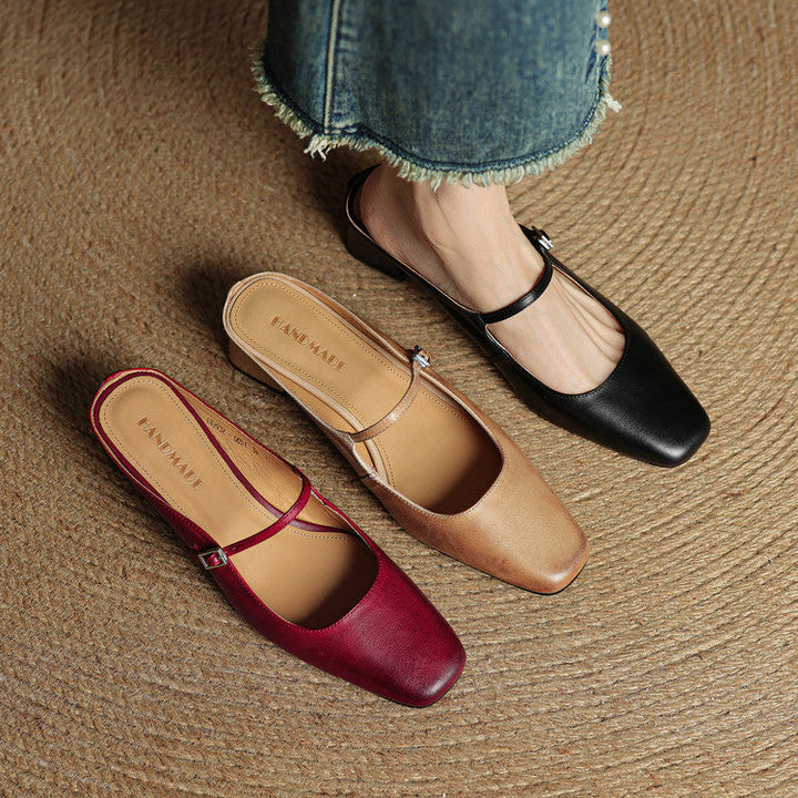 Mules donna eleganti in pelle con fibbia
