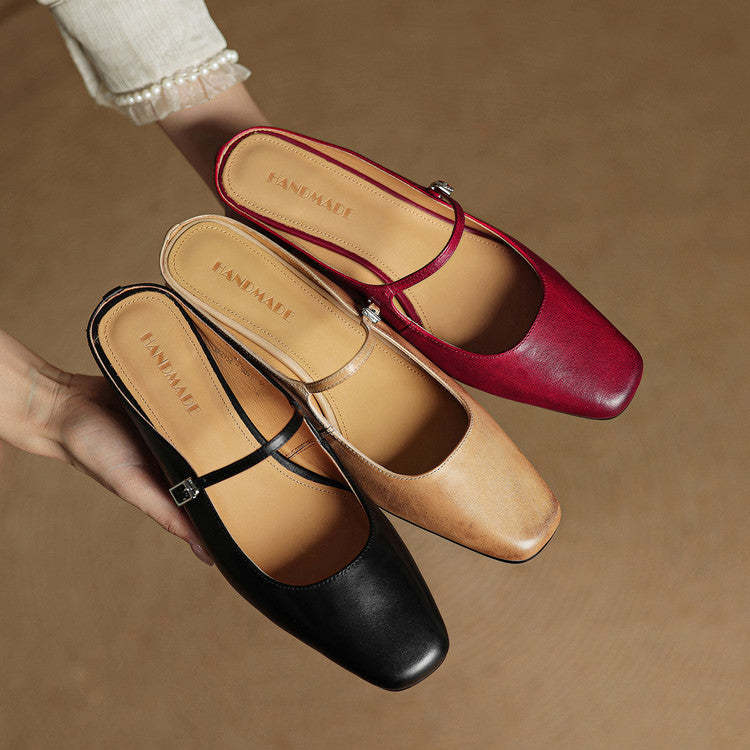 Mules donna eleganti in pelle con fibbia