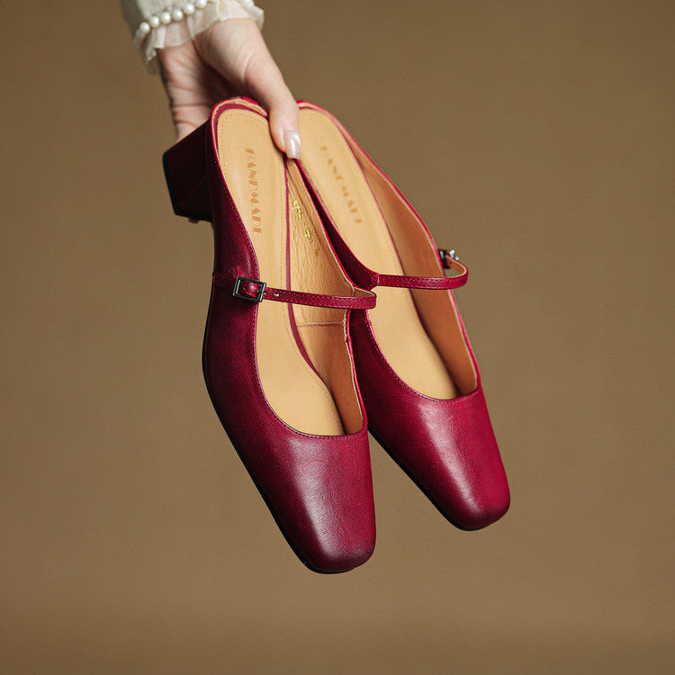 Mules donna eleganti in pelle con fibbia