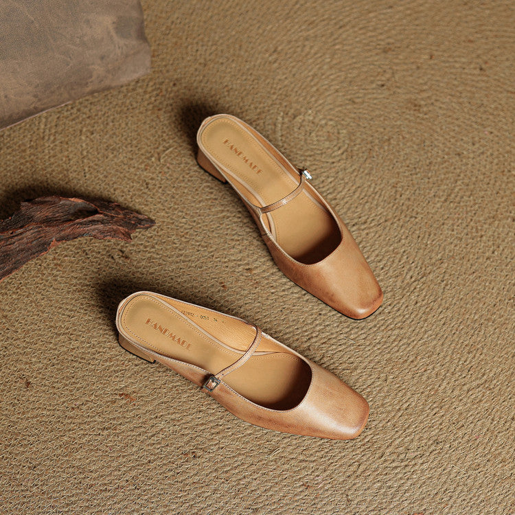 Mules donna eleganti in pelle con fibbia