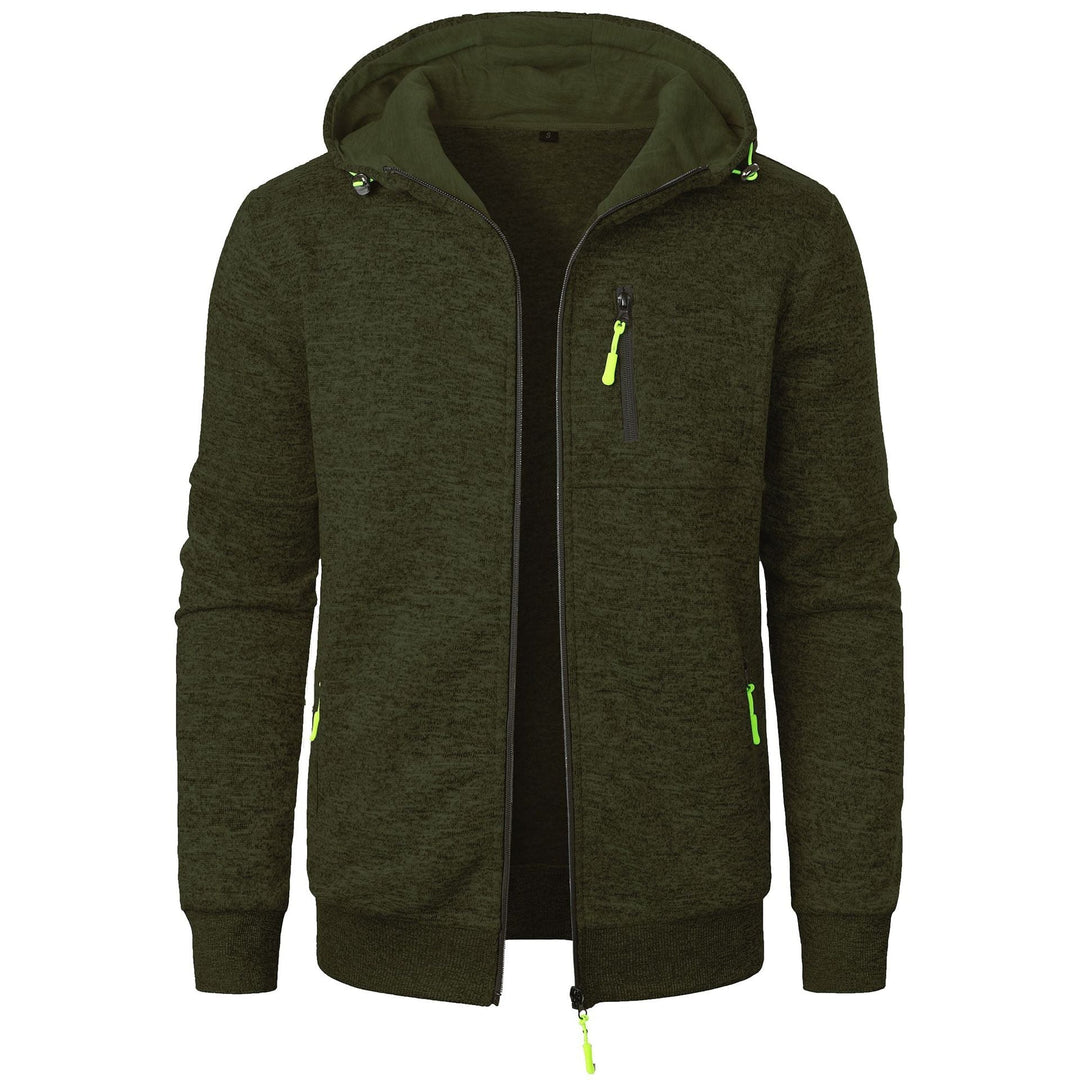 Cardigan con Cappuccio Jacquard Uomo Zip Intera