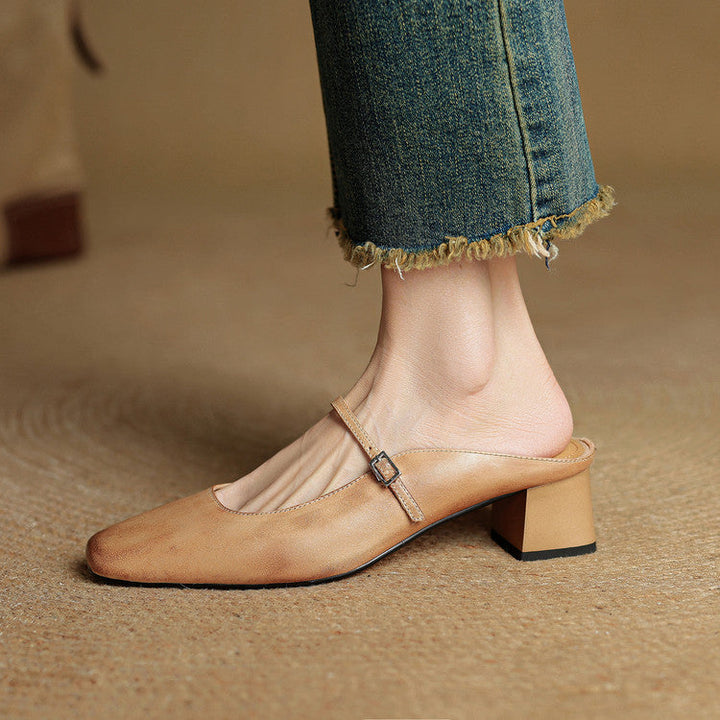 Mules donna eleganti in pelle con fibbia