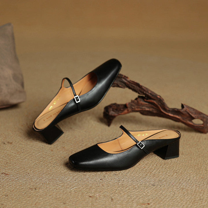 Mules donna eleganti in pelle con fibbia