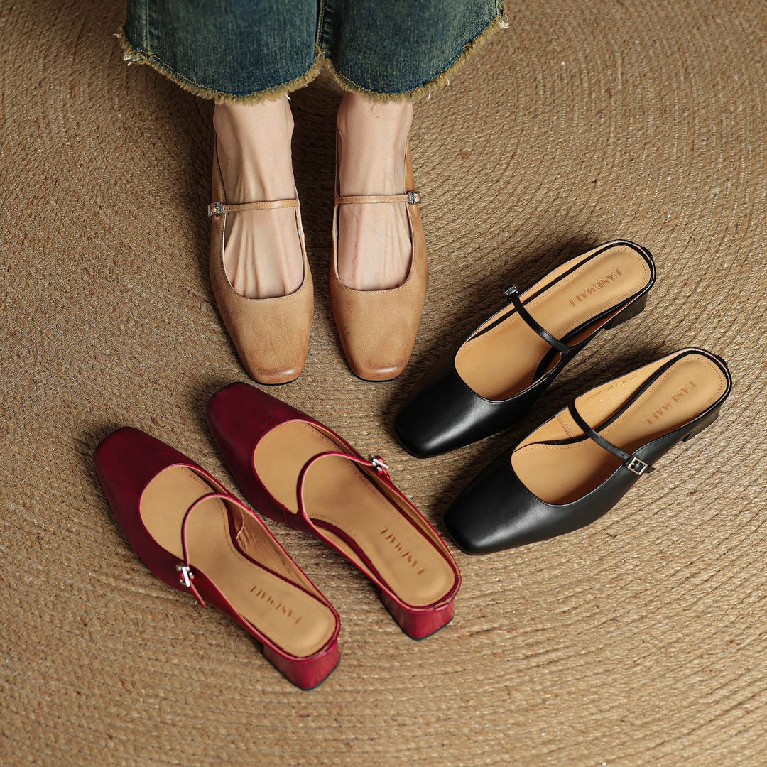 Mules donna eleganti in pelle con fibbia