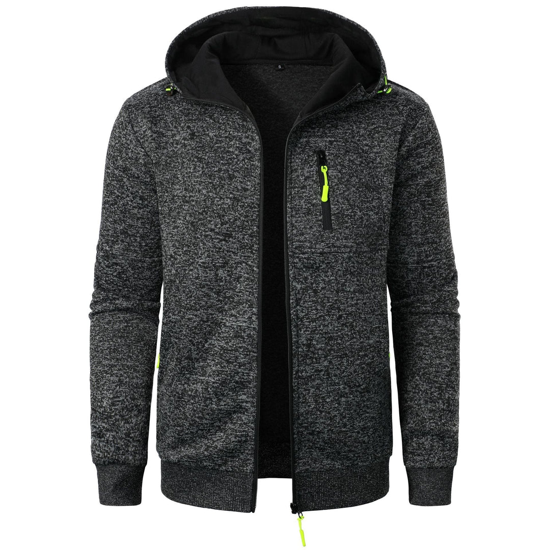 Cardigan con Cappuccio Jacquard Uomo Zip Intera