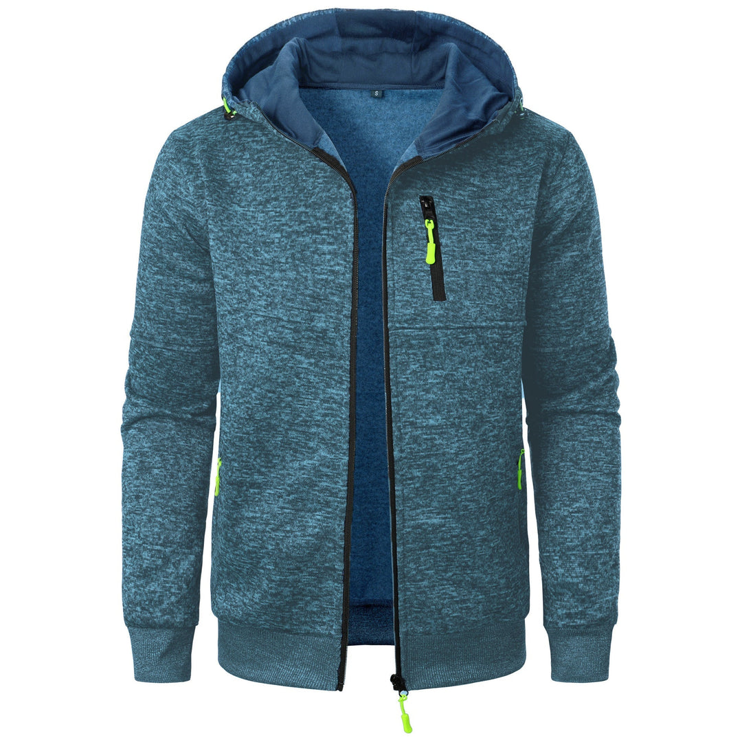Cardigan con Cappuccio Jacquard Uomo Zip Intera