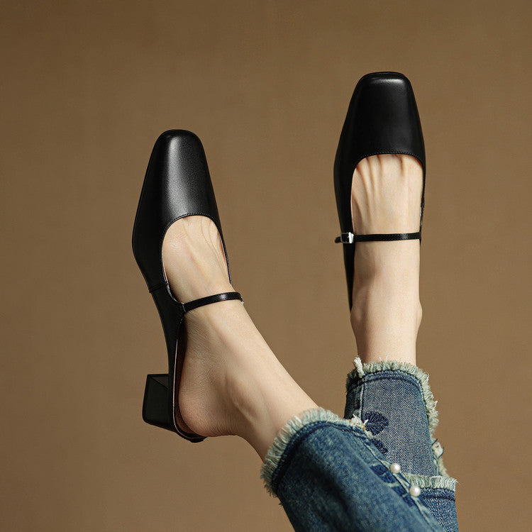 Mules donna eleganti in pelle con fibbia