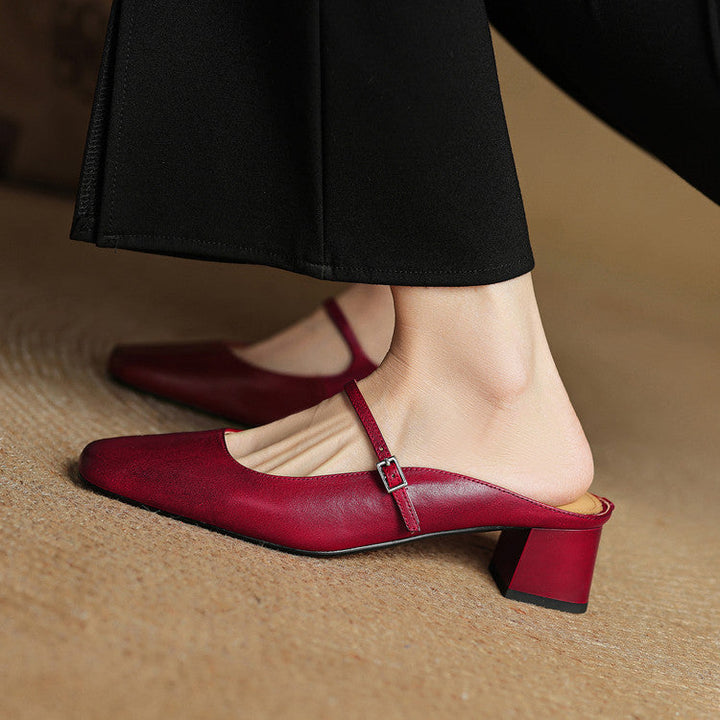Mules donna eleganti in pelle con fibbia