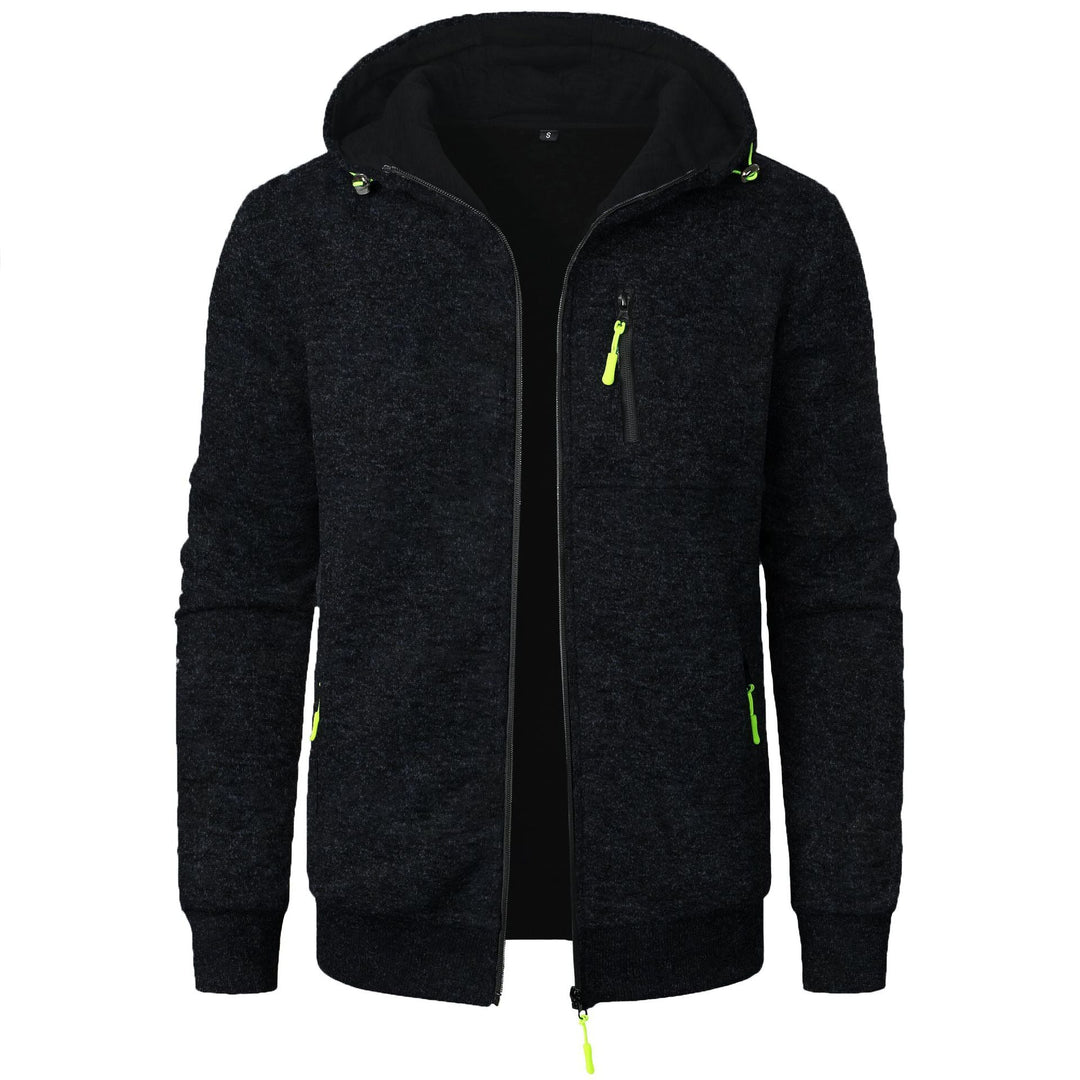 Cardigan con Cappuccio Jacquard Uomo Zip Intera