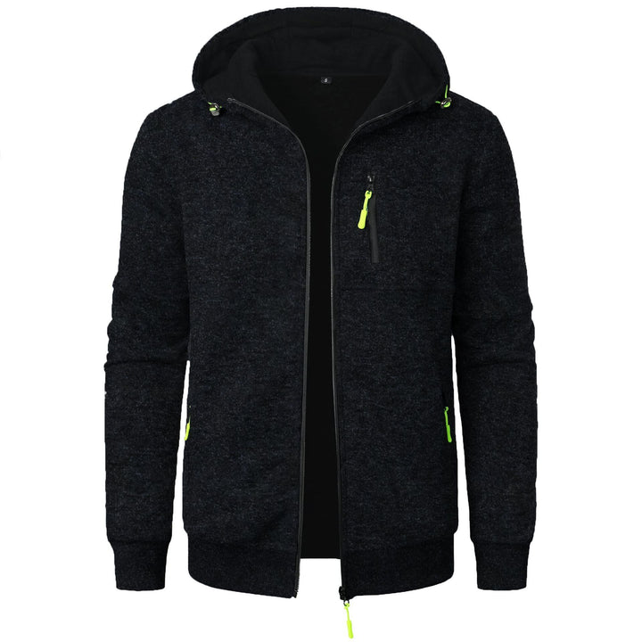 Cardigan con Cappuccio Jacquard Uomo Zip Intera