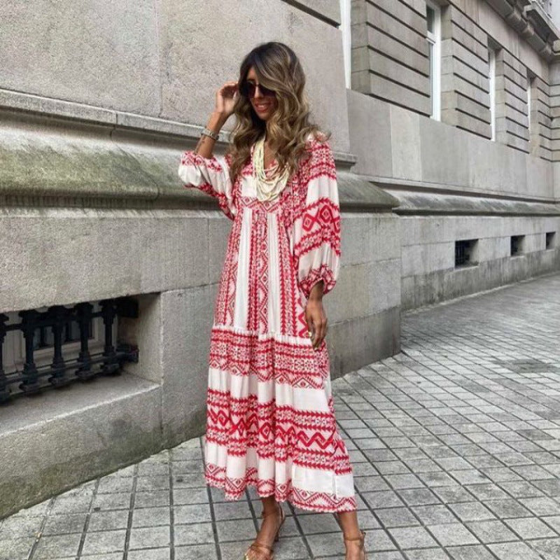 Abito maxi elegante floreale boho