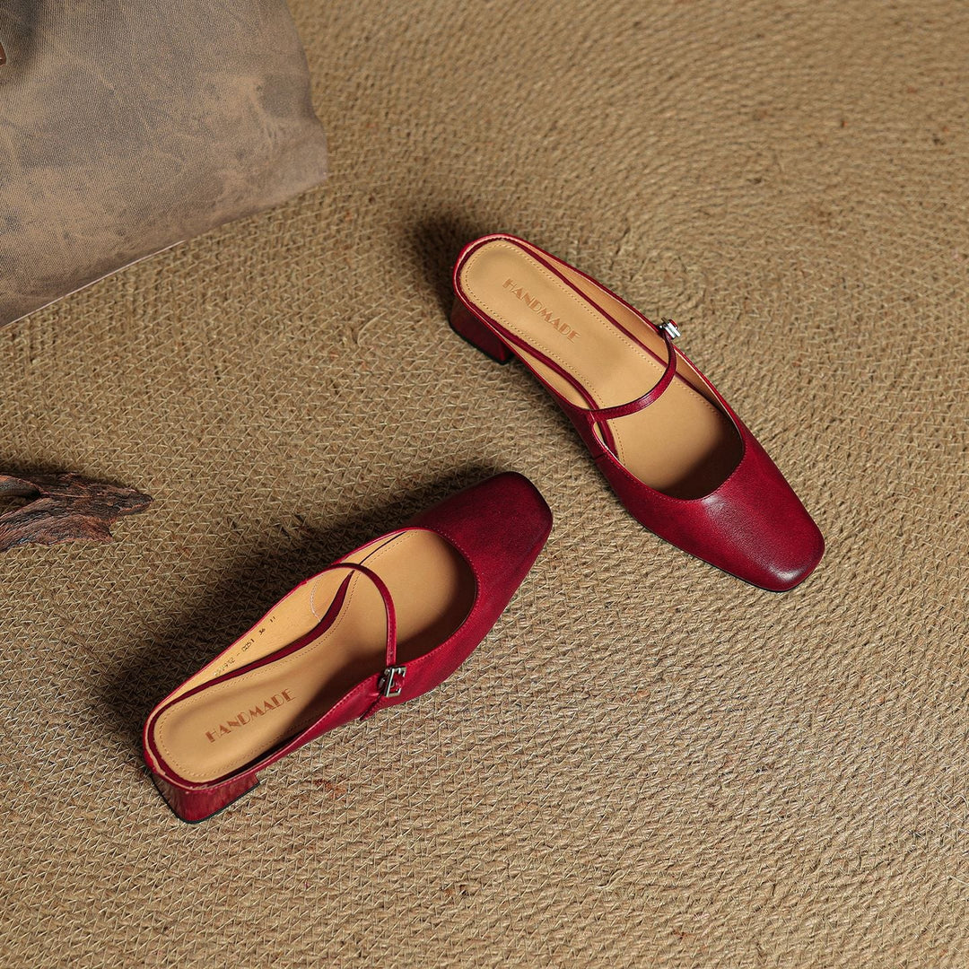 Mules donna eleganti in pelle con fibbia