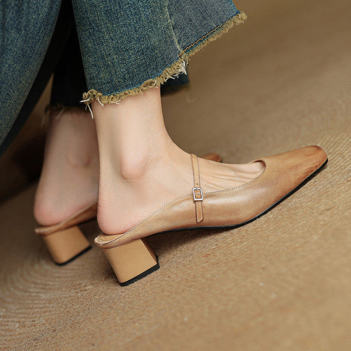 Mules donna eleganti in pelle con fibbia