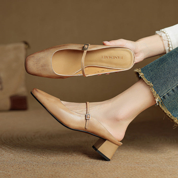 Mules donna eleganti in pelle con fibbia