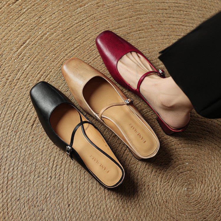 Mules donna eleganti in pelle con fibbia
