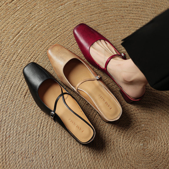 Mules donna eleganti in pelle con fibbia