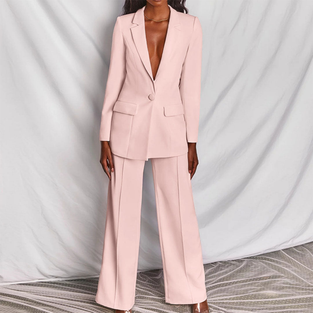 Tailleur Donna Elegante con Blazer Strutturato e Pantalone Dritto