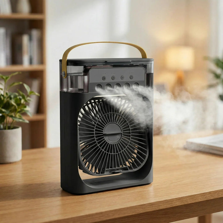Ventilatore Portatile 3in1 Silenzioso – Raffredda e Umidifica con USB