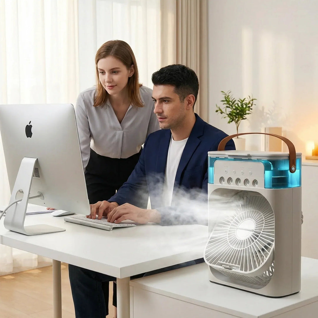 Ventilatore Portatile 3in1 Silenzioso – Raffredda e Umidifica con USB