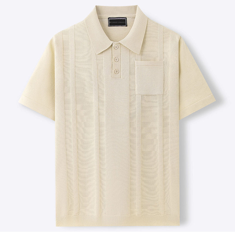 Fresco Polo Uomo Manica Corta Maglia Traforata Tasca