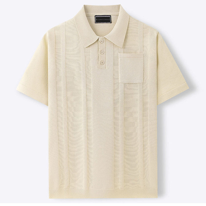 Fresco Polo Uomo Manica Corta Maglia Traforata Tasca
