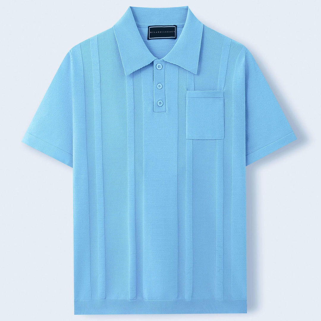 Fresco Polo Uomo Manica Corta Maglia Traforata Tasca