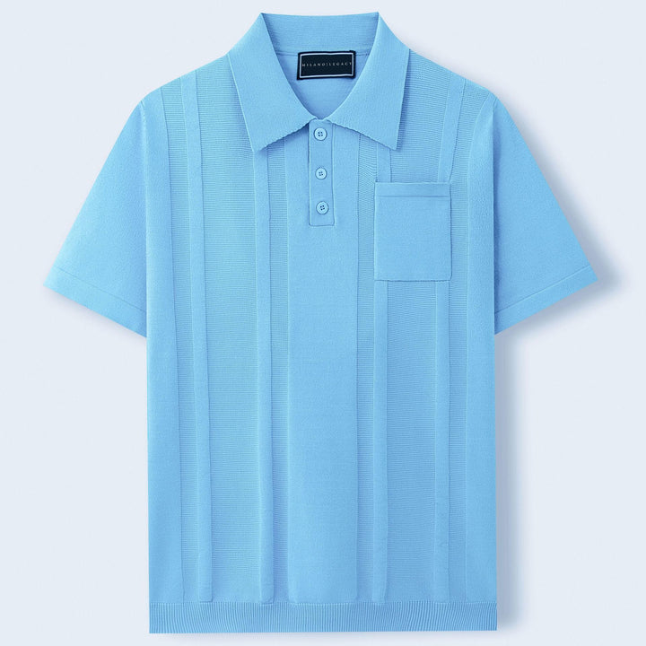 Fresco Polo Uomo Manica Corta Maglia Traforata Tasca
