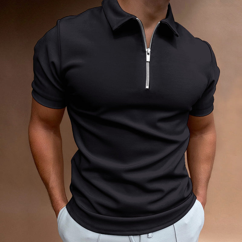 Dinamico Polo Uomo Zip Manica Corta Slim Fit