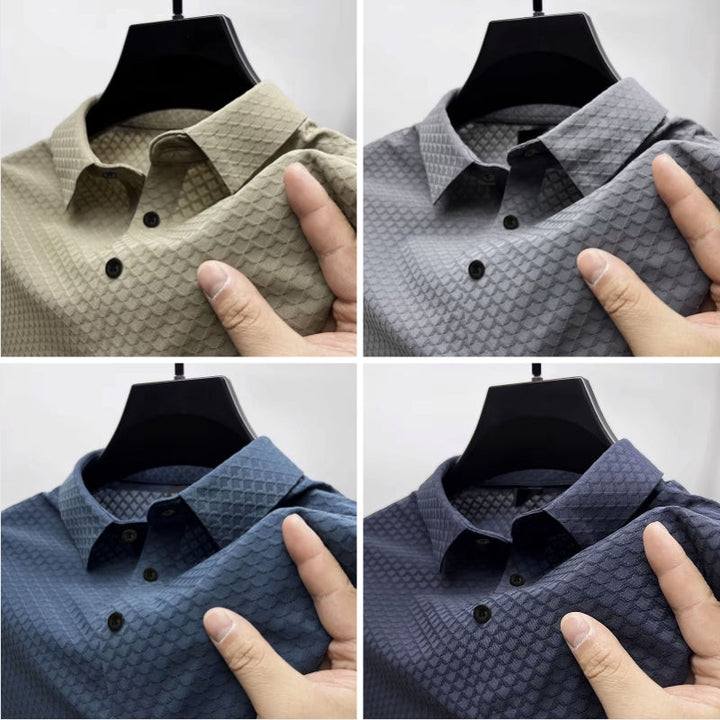 Strutturato Polo Uomo Tessuto 3D Colletto Spread