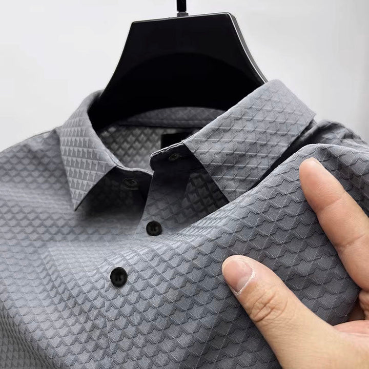 Strutturato Polo Uomo Tessuto 3D Colletto Spread