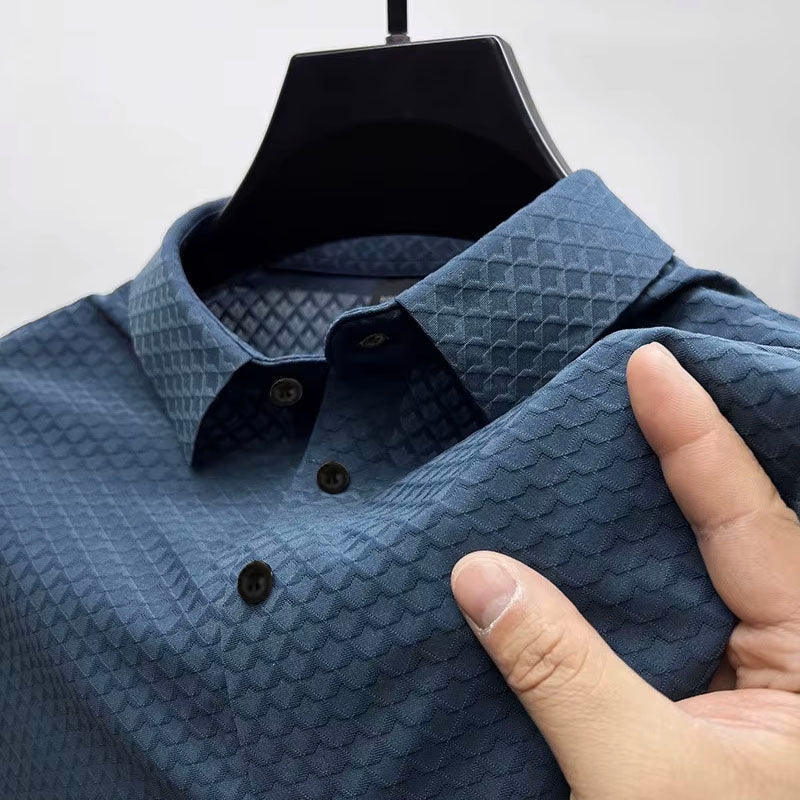 Strutturato Polo Uomo Tessuto 3D Colletto Spread