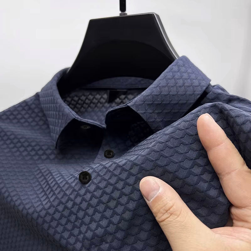 Strutturato Polo Uomo Tessuto 3D Colletto Spread