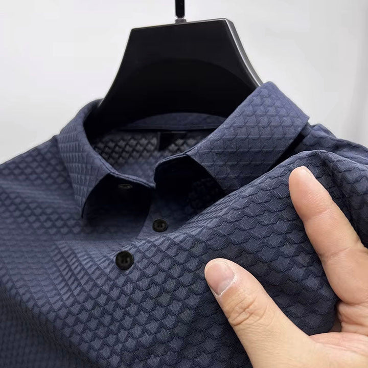 Strutturato Polo Uomo Tessuto 3D Colletto Spread