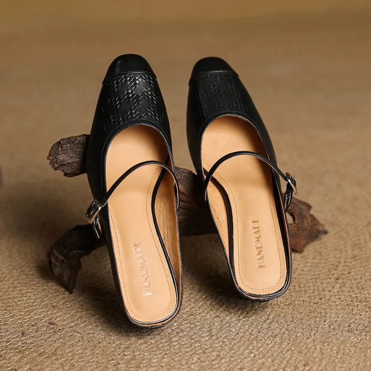 Mules donna eleganti in pelle con cinturino