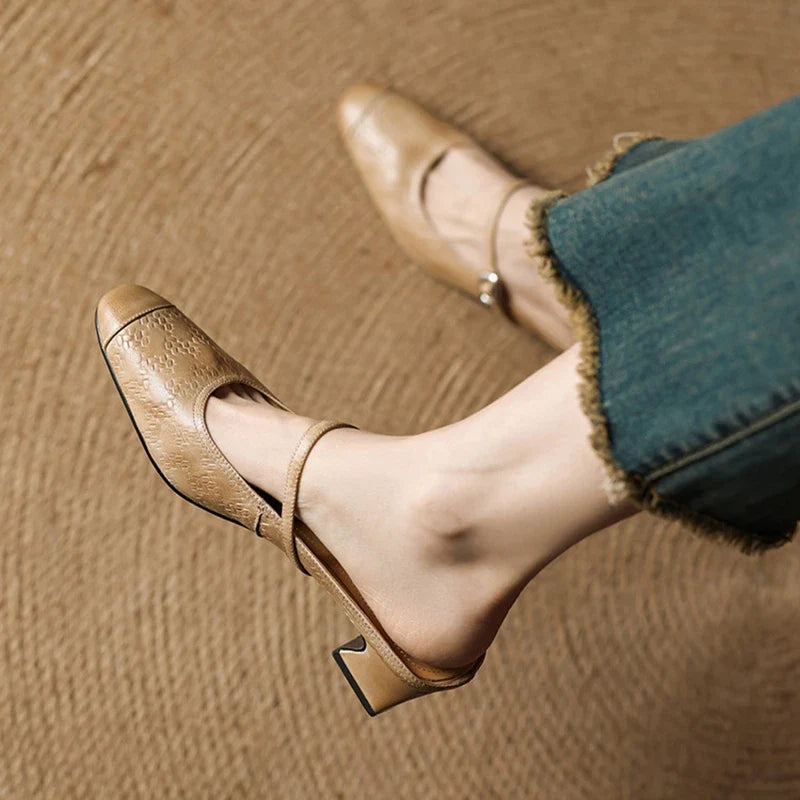 Mules donna eleganti in pelle con cinturino