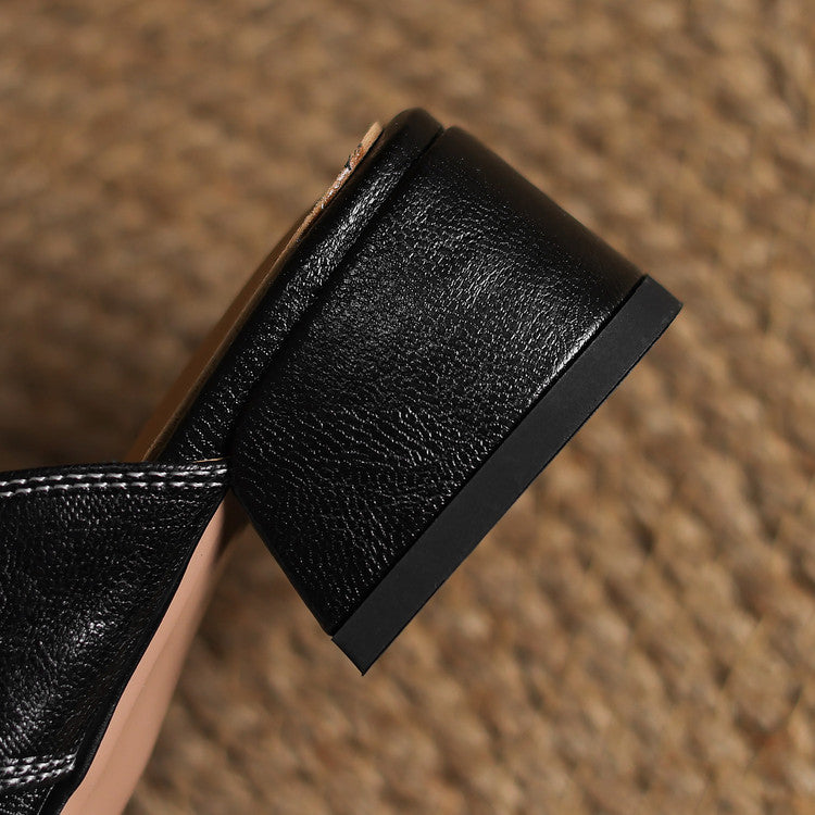Mules donna eleganti in pelle punta quadrata