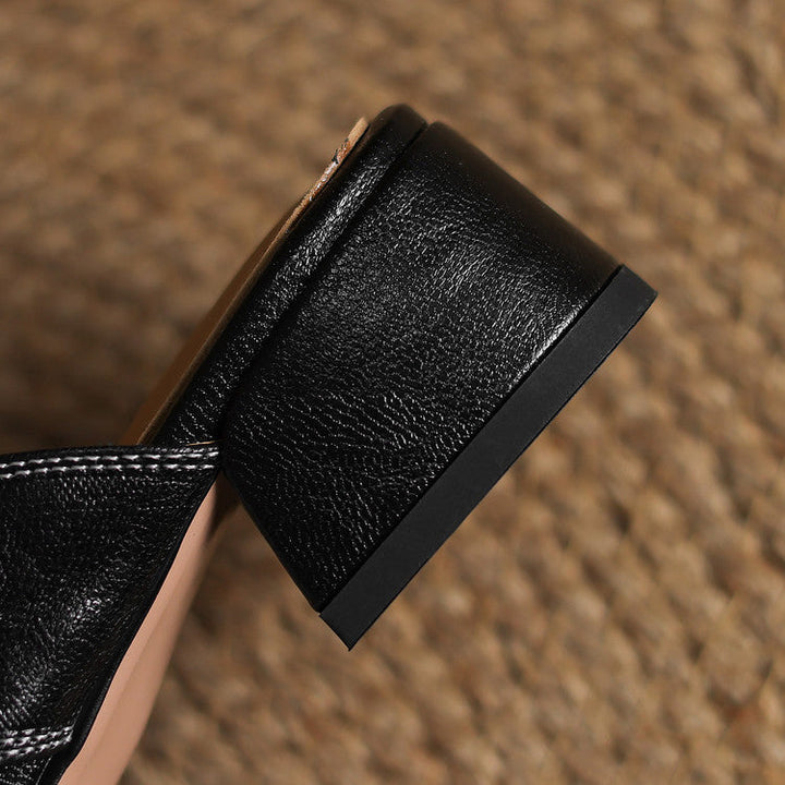 Mules donna eleganti in pelle punta quadrata
